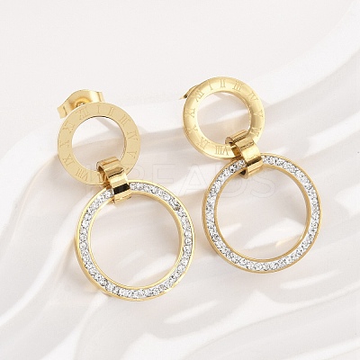 304 Stainless Steel Polymer Clay Ring Stud Earrings EJEW-V004-04G-1