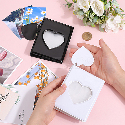 2 Sets 2 Colors 3 Inch PVC Mini Heart Hollow Photocard Holder Book AJEW-CP0005-83-1