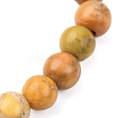 Natural Imperial Jasper Round Beaded Stretch Bracelets for Men Women BJEW-JB12570-02-1