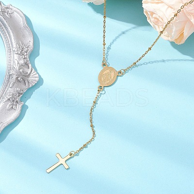 304 Stainless Steel Virgin Rosary Bead Necklaces NJEW-JN05107-1