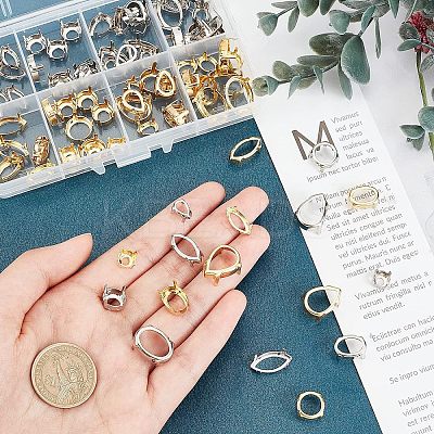 96Pcs 24 Styles  Brass Open Back Bezel Sew on Prong Settings KK-CA0003-16-1