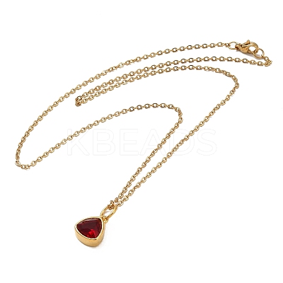 Triangle Cubic Zirconia Pendant Necklaces NJEW-F303-01G-1