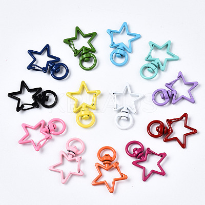 Spray Painted Eco-Friendly Alloy Swivel Snap Hooks Clasps X-PALLOY-T080-14-NR-1