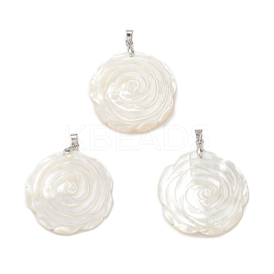 Natural White Shell Pendants BSHE-E029-03P-01-1