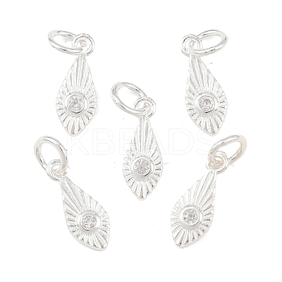 925 Sterling Silver Pave Clear Cubic Zirconia Feather Charms STER-A049-09S-1