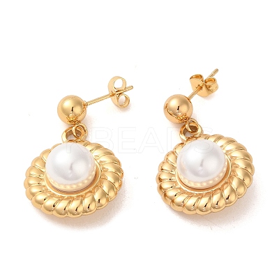 Flat Round 304 Stainless Steel Stud Earrings EJEW-U003-30G-1