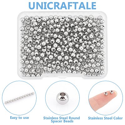 304 Stainless Steel Round Spacer Beads STAS-UN0058-86B-P-1