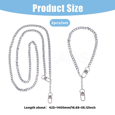 2Pcs 304 Stainless Steel Cuban Link Mobile Chains HJEW-PH02155-1