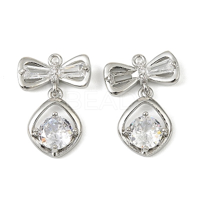 Brass Micro Pave Cubic Zirconia Pendants KK-C107-20B-P-1