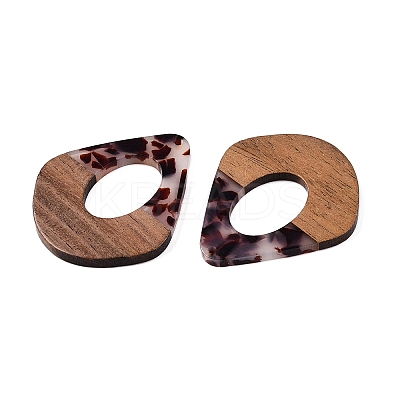 Transparent Resin and Walnut Wood Pendants RESI-T057-07B-1