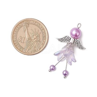 7Pcs 7 Colors Glass Pearl Pendants PALLOY-JF04120-1
