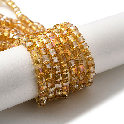 Electroplate Glass Beads Strands EGLA-D018-8x8mm-77-1