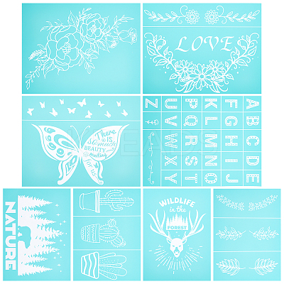 8 Patterns Self-Adhesive Silk Screen Printing Stencil DIY-OC0004-007-1