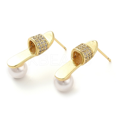 Rack Plating Brass Micro Pave Cubic Zirconia Stud Earring EJEW-C079-04G-1