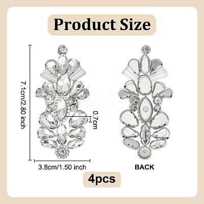 4Pcs Glass Rhinestone Embroider Thread Hotfix Rhinestone Iron on/Sew On Patches PATC-OC0001-01A-1