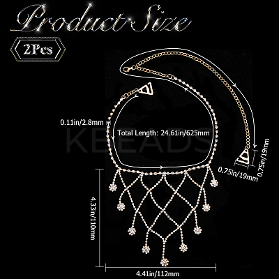 2Pcs Iron Rhinestone Sexy Shoulder Bra Body Chain FIND-GF0006-74B-1