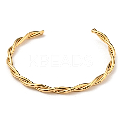 Ion Plating(IP) 304 Stainless Steel Twisted Rope Cuff Bangles LS-BJEW-P296-01G-1