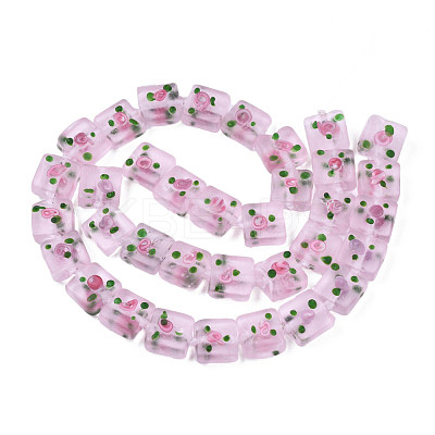 Handmade Frosted Lampwork Beads Strands LAMP-N021-38A-1