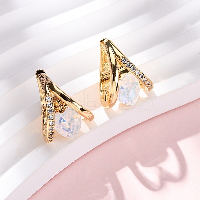 Heart Brass Micro Pave Cubic Zirconia Hoop Earrings EJEW-F384-12G-1