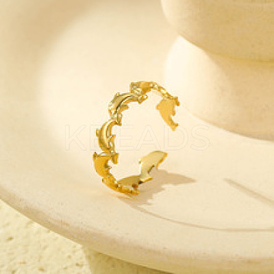 304 Stainless Steel Adjustable Open Cuff Rings for Women RJEW-Z089-04G-01-1