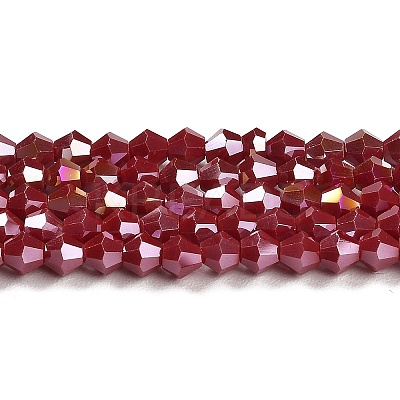 Opaque Solid Color Electroplate Glass Beads Strands GLAA-F029-P4mm-A01-1