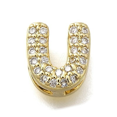 Brass Micro Pave Cubic Zirconia Letter Multi-Strand Links KK-D295-32G-21-1