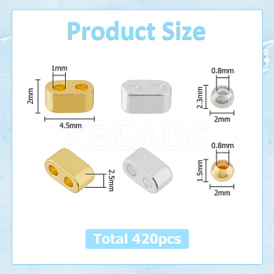 DIY Rectangle & Round Non-magnetic Synthetic Hematite & Brass Beads Jewelry Making Findings Kits DIY-HS0001-09-1