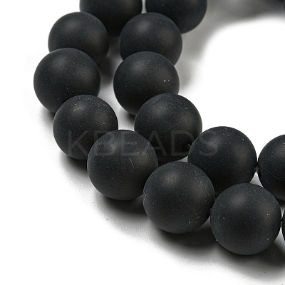 Grade A Natural Black Agate Beads Strands G447-6-1