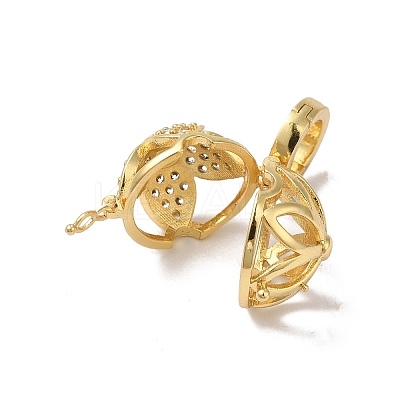 Rack Plating Brass Micro Pave Cubic Zirconia Fold Over Clasps KK-A222-02B-G-1