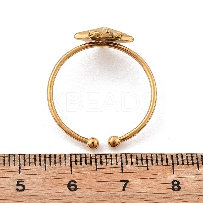Star 304 Stainless Steel Open Cuff Ring for Women RJEW-M049-03G-1