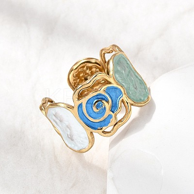 304 Stainless Steel Enamel Open Cuff Rings RJEW-L335-03B-G-1
