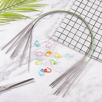 6Pcs 6 Styles Stainless Steel Circular Knitting Needles IFIN-GF0001-32-1