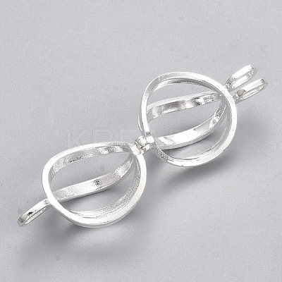 Rack Plating Brass Cage Pendants KK-S751-064S-1