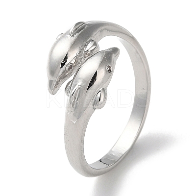 Brass with Cubic Zirconia Open Cuff Rings RJEW-Z017-01P-1
