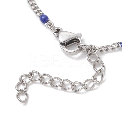 Blue Watermelon Stone Glass Bead Link Btacelets BJEW-JB13080-1
