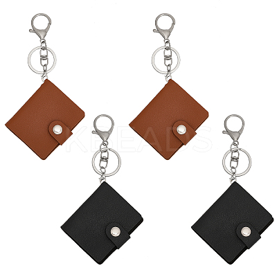 4 Sest 2 Colors 2 Inch Leather Cover Mini Photocard Holder Book AJEW-CA0003-95-1