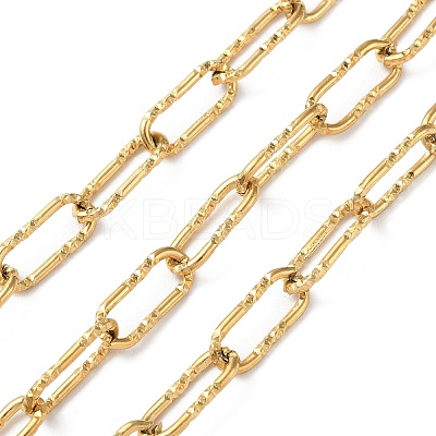 Ion Plating(IP) 304 Stainless Steel Textured Paperclip Chains CHS-G027-04G-1