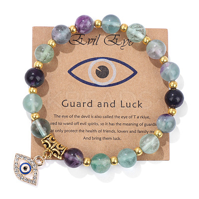 Natural Fluorite Round Beads Stretch Bracelets FS-WG18FCB-17-1