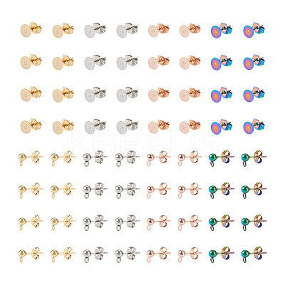 80Pcs 8 Style 304 Stainless Steel Stud Earring Findings STAS-PJ0001-40-1