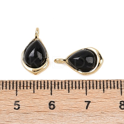 Natural Black Onyx(Dyed & Heated) Teardrop Charms KK-B157-33B-G-1