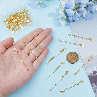 40Pcs Rack Plating Brass Curb Chain Extender KK-DC0004-26-1