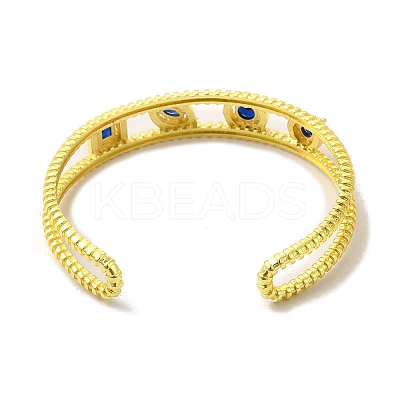 Square & Teardrop & Horse Eye Glass Open Cuff Bangle with Cubic Zirconia BJEW-A136-01G-01-1