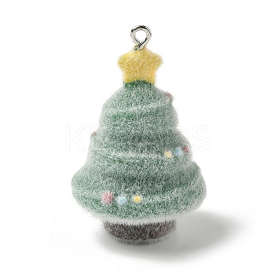 Christmas Flocky Opaque Resin Pendants LS-FIND-A058-01B-1