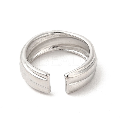 Non-Tarnish 304 Stainless Steel Lined Open Cuff Ring for Women RJEW-E063-29P-1