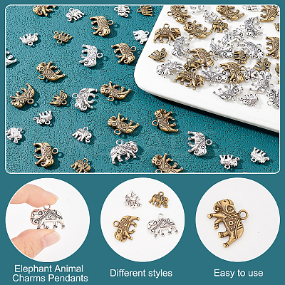 80Pcs 4 Style Tibetan Style Alloy Pendants TIBEP-AR0001-08-1
