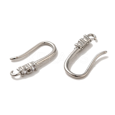 Rack Plating Brass Micro Pave Clear Cubic Zirconia Earring Hooks KK-A231-04P-1