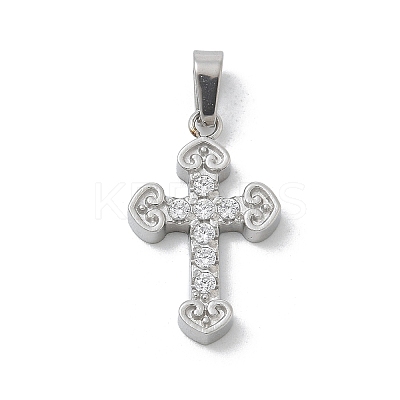 304 Stainless Steel Micro Pave Cubic Zirconia Pendants LS-STAS-Z107-08P-10-1