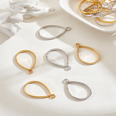 20Pcs 2 Colors Teardrop Alloy Open Back Bezel Pendants FIND-LP0004-85-1