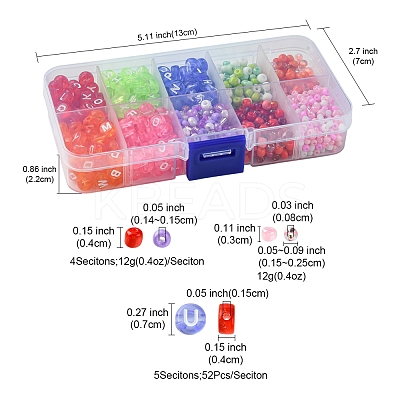DIY Flat Round with Letter & Round Acrylic & Glass Seed Beads Jewelry Making Findings Kits DIY-FS0006-44-1
