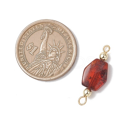 Gradient Color Natural Amber Nuggets Connector Charms PALLOY-JF04988-1